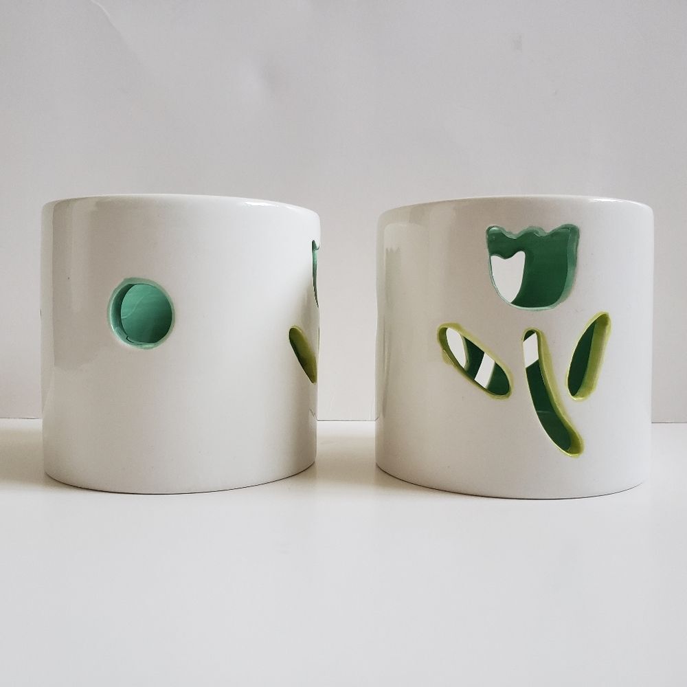 Tulip Ceramic Candle Holders x2